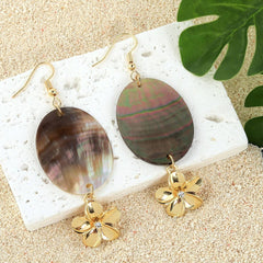 MINIMALIST NATURAL BLACK SHELL OVAL EARRINGS_CWMM4365
