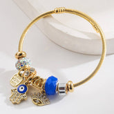 ADJUSTABLE EVIL EYE BRACELET WITH LETTER CHARM_CWMM8568