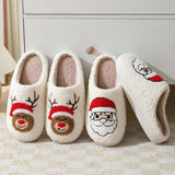 DEER PATTERNED CHRISTMA SANTA CLAUS INDOOR SLIPPER_CWSHS0257