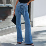 Stretch Lace Up Wide Leg Micro Cut Denim Pant_Cwjp0181