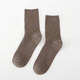 SOLID COLOR MASSAGE BOTTOM CASUAL MID CALF SOCKS_CWMS0993