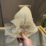 FASHIONABLE CURLED MESH FLOWER BUCKET HAT_CWAH1211