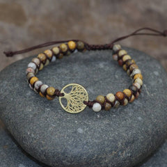 Tree Shaped Pendant Natural Stone Woven Bracelet