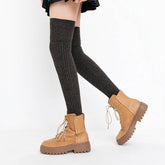 AUTUMN AND WINTER SOLID COLOR LONG STACKED SOCKS_CWMS0862