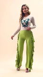 Tassel High-Waisted Solid Color Wide Leg Pants