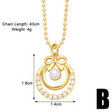 FLOWER PEARL INLAID ZIRCONIUM PENDANT NECKLACE_CWAJE0904