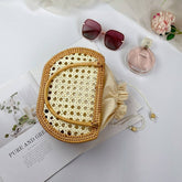 HANDMADE RATTAN BASKET SHELL STORAGE HANDBAG_CWMM4550