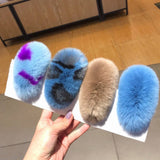 FURRY MINK HAIR CLIP CUTE FLUFFY BB BARRETTE_CWAHA3308