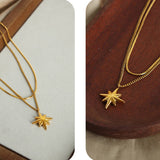 EIGHT POINTED STAR PENDANT DOUBLE LAYERED NECKLACE_CWAJE1087