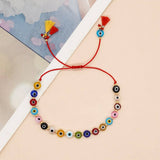 MIXED COLOR GLASS DISC EYE SMALL TASSEL BRACELET_CWMM3855