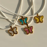 COLORFUL RETRO 3D BUTTERFLY PENDANT NECKLACE_CWMM5664