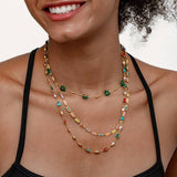 COLORFUL BEADED NATURAL STONE THREE LAYER NECKLACE_CWMM3681