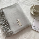 COLORBLOCK TASSEL SCARF THICK WRAP FOR STUDENTS_CWASC2281