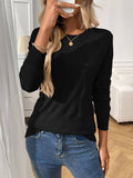 Solid-Color Round-Neck Pullover Knitted Sweater