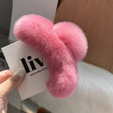 LARGE REAL REX RABBIT FUR HAIR CLAW CUTE COZY_CWAHA3302