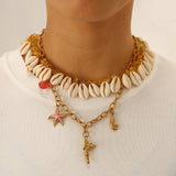 OCEAN SHELL NECKLACE WITH STARFISH SHRIMP_CWMM8856