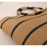 NEW STRIPED TOTE STRAW BAG WOVEN BAG_CWAB1889