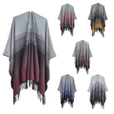 GRADIENT FINE LINES TASSELS WARM SHAWL CLOAK_CWASC0282