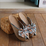 SUMMER WOVEN LINEN BOW MULES FOR HOME_CWSHF0194