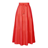 COTTON AND LINEN MAXI SKIRT WITH PLEATED HEM_CWBSS0381