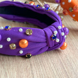 Halloween Knotted Headband Pearl Rhinestone_Cwaha07585