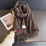 Houndstooth Pattern Winter Warm Cashmere Scarf_Cwasc03266