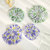 Large Pleated Floral Intestine Style Hair Ties