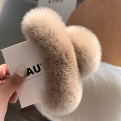 LARGE REAL REX RABBIT FUR HAIR CLAW CUTE COZY_CWAHA3302