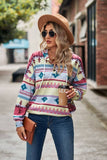 Women Aztec Printing Drawstring Western Hoodie_Cwohol0177
