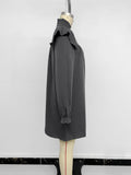 Solid-Color Ruffled Loose Stand-Up Collar Dress