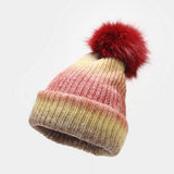 GRADIENT WARM POM POM KNITTED HAT_CWAH1618