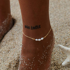 18K GOLD FRESHWATER PEARL ANKLET STAINLESS STEEL_CWAJE4751