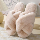 CROSS STYLE FAUX RABBIT FUR SLIPPERS FOR WOMEN_CWSHS0283