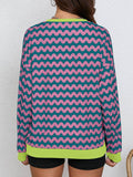 Wavy Color-Blocked Long-Sleeved Sweatshirt
