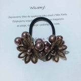 CUTE DAISY PEARL HAIR TIE HANDMADE BRAIDED_CWAHA6880