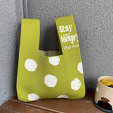 Black And White Polka Dot Knitted Bag_Cwab3227