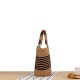 CONTRAST COLOR STRIPED HAND WOVEN BAG_CWAB2092