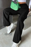 Solid Color High-Waisted Pocket Cargo Pants