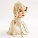 COTTON HIJAB THREE BUTTON TIE PULLOVER SCARF_CWASC2429