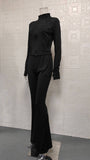 Tight Long-Sleeved Bell Bottoms Two-Piece Set