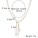 FAUX PEARL CHARM PENDANT NECKLACE_CWAJE0438