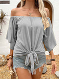 Solid-Color One-Shoulder Casual T-Shirt