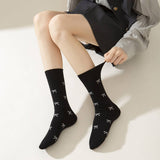 COTTON BOW PRINT CREW SOCKS_CWMS0952