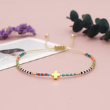 BOHEMIAN RAINBOW RICE BEADED CROSS BRACELET_CWMM3883