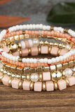 Cwaje1180_White Turquoise Crystal Beadwd Bracelet Set