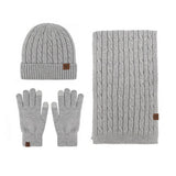 NEW KNITTED HAT SCARF AND GLOVES THREE PIECE SET_CWMM2777