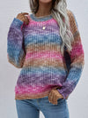 Pullover Striped Crew Neck Loose Rainbow Sweater