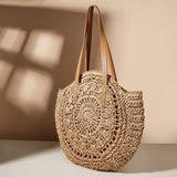 Women Hollow Flower Round Straw Bag_Cwab1980