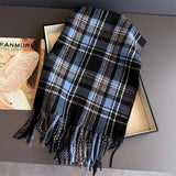 Vintage Plaid Winter Cashmere Feel Tassel Scarf_Cwasc03261