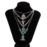 PUNK ALLOY MULTI LAYER CLAVICLE CHAIN NECKLACE_CWMM3149